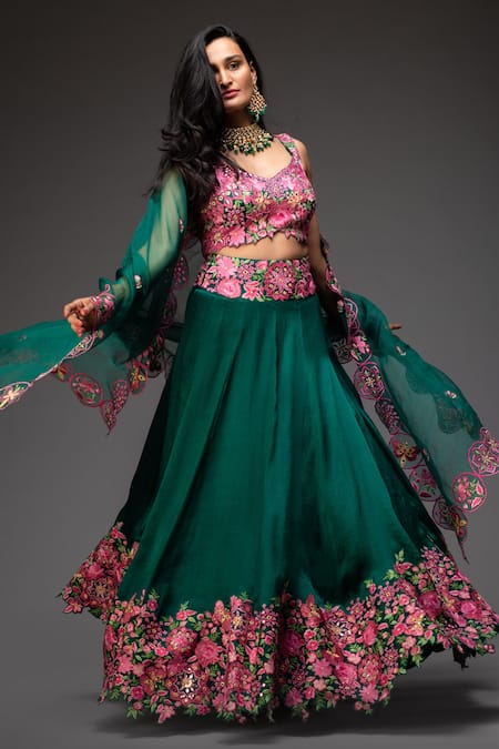 Neha Gursahani Organza Embroidered Bridal Lehenga Set 