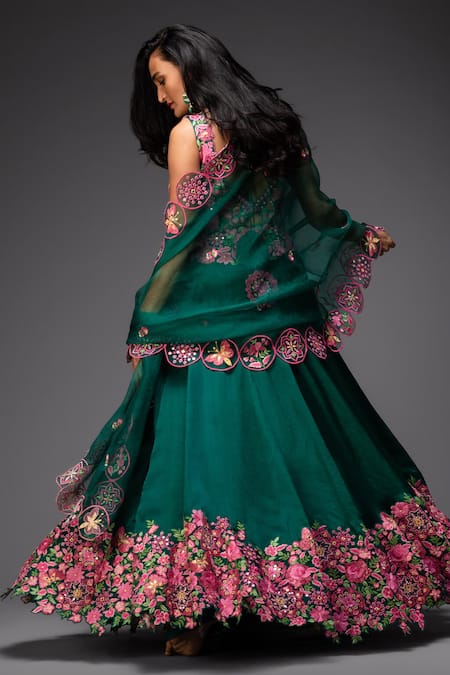 Neha Gursahani Organza Embroidered Bridal Lehenga Set 