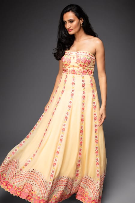 Neha Gursahani Organza Embroidered Corset Dress 