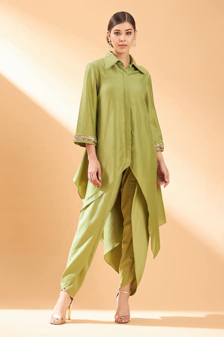 Aakaar Cotton Silk Tunic & Draped Pant Set 
