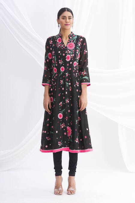 Buy Nachiket Barve Black Silk Chanderi Embroidered Kurta Set Online at Aza Fashions Buy_Nachiket Barve_Black Silk Chanderi Embroidered Kurta Set _Online_at_Aza_Fashions
