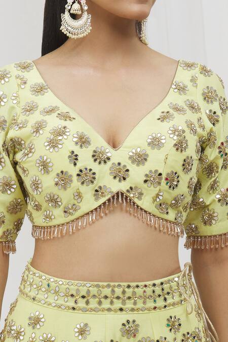 Buy Vandana Sethi Yellow Dupion, Silk Gota Patti, Mirrors Chevron Embellished Lehenga Set Online at Aza Fashions Buy_Vandana Sethi_Yellow Dupion, Silk Gota Patti, Mirrors Chevron Embellished Lehenga Set _Online_at_Aza_Fashions
