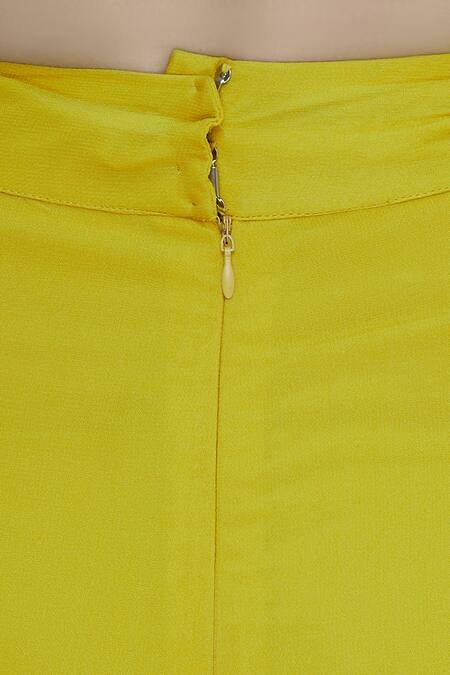 Arpita Mehta_Yellow Georgette Embroidered Jacket Style Kurta Sharara Set_at_Aza_Fashions