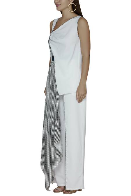 Buy_Amit Aggarwal_Black Crepe Printed Panel Top_Online_at_Aza_Fashions