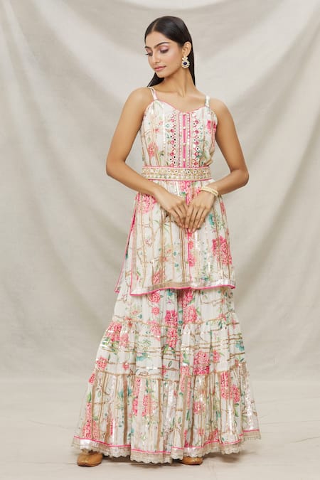 Buy Gopi Vaid Ivory Viscose Floral Motifs Sweetheart Neck Bloom Print Kurta And Sharara Set Online at Aza Fashions Buy_Gopi Vaid_Ivory Viscose Floral Motifs Sweetheart Neck Bloom Print Kurta And Sharara Set _Online_at_Aza_Fashions