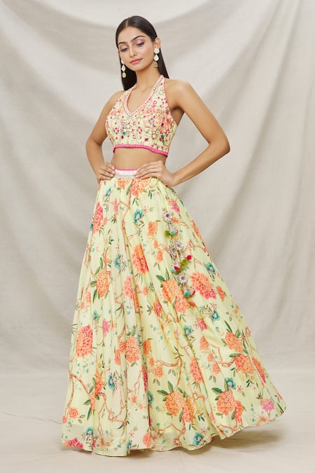 Gopi Vaid Floral Print Lehenga & Blouse Set 