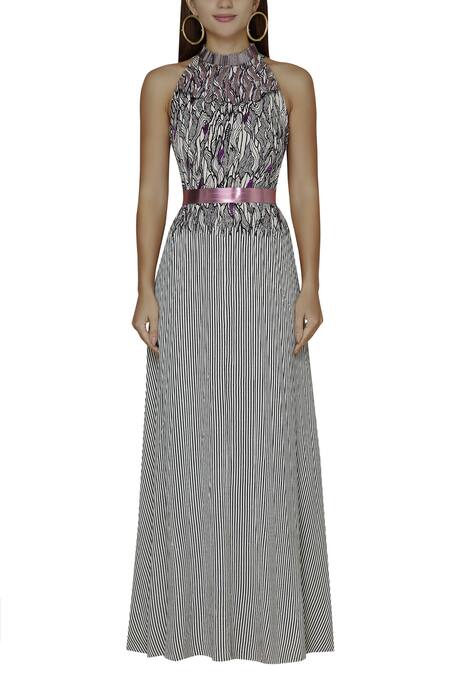 Buy Amit Aggarwal Purple Crepe Printed Gown Online at Aza Fashions Buy_Amit Aggarwal_Purple Crepe Printed Gown_Online_at_Aza_Fashions