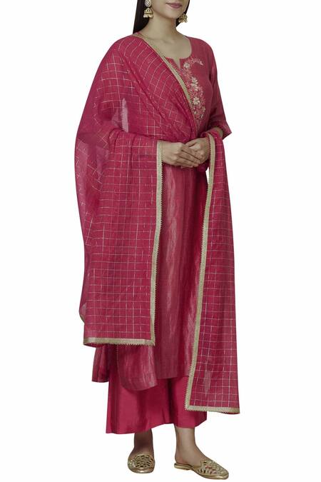 Kritika Dawar Pink Chanderi Kurta Palazzo Set