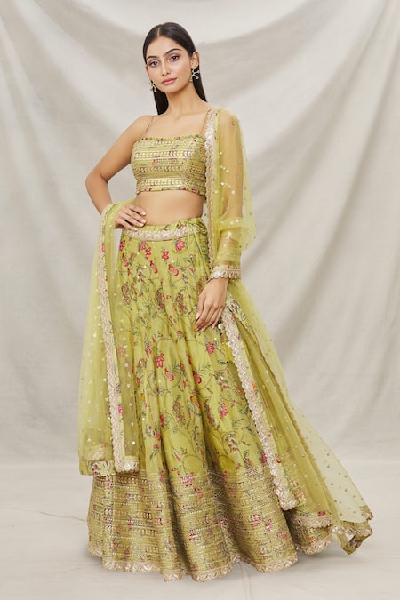 Gopi Vaid Floral Print Lehenga Set 