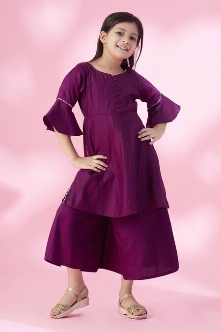 Samyukta Singhania Purple Jam Silk Embellished Kurta Set 