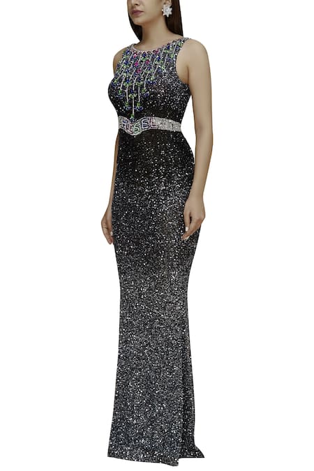 Buy Chisel By Meghna Ramrakhiya Black Net Round Embellished Gown Online at Aza Fashions Buy_Chisel By Meghna Ramrakhiya_Black Net Round Embellished Gown _Online_at_Aza_Fashions