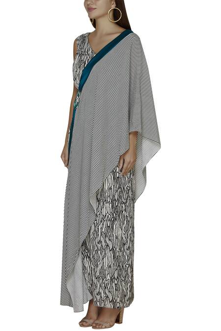 Buy_Amit Aggarwal_Blue Crepe Printed Overlay Dress_Online_at_Aza_Fashions