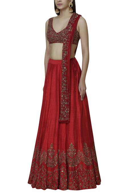 Astha Narang Raw Silk Embroidered Lehenga Set Online at Aza Fashions Astha Narang_Raw Silk Embroidered Lehenga Set_Online_at_Aza_Fashions