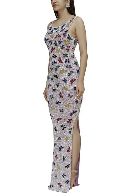 Buy Chisel By Meghna Ramrakhiya Purple Net U Neckline Embellished Gown Online at Aza Fashions Buy_Chisel By Meghna Ramrakhiya_Purple Net U Neckline Embellished Gown _Online_at_Aza_Fashions