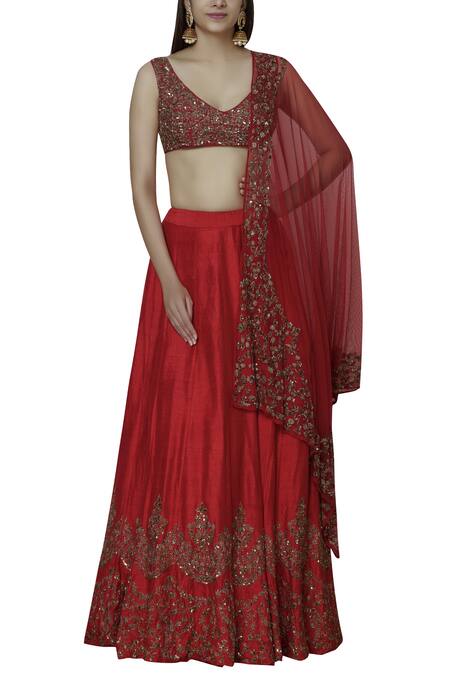 Buy Astha Narang Raw Silk Embroidered Lehenga Set Online at Aza Fashions Buy_Astha Narang_Raw Silk Embroidered Lehenga Set_Online_at_Aza_Fashions