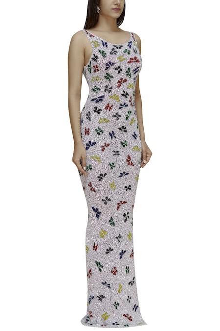 Chisel By Meghna Ramrakhiya Purple Net U Neckline Embellished Gown Online at Aza Fashions Chisel By Meghna Ramrakhiya_Purple Net U Neckline Embellished Gown _Online_at_Aza_Fashions