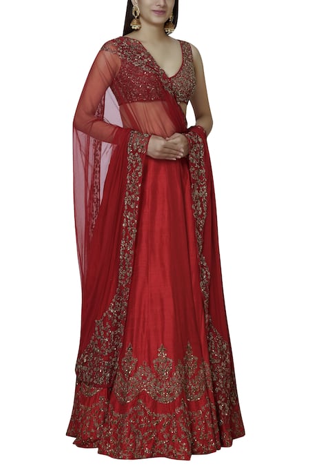 Astha Narang Raw Silk Embroidered Lehenga Set