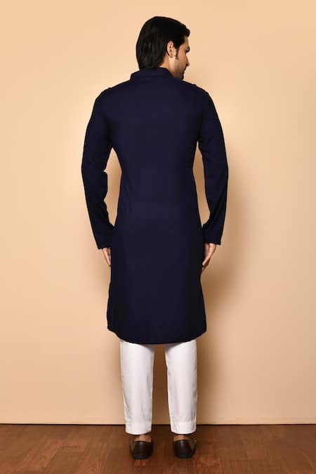 Arihant Rai Sinha Blue Rayon, Cotton Zari Ganpati Placement Embroidered Kurta Set Online at Aza Fashions Arihant Rai Sinha_Blue Rayon, Cotton Zari Ganpati Placement Embroidered Kurta Set _Online_at_Aza_Fashions