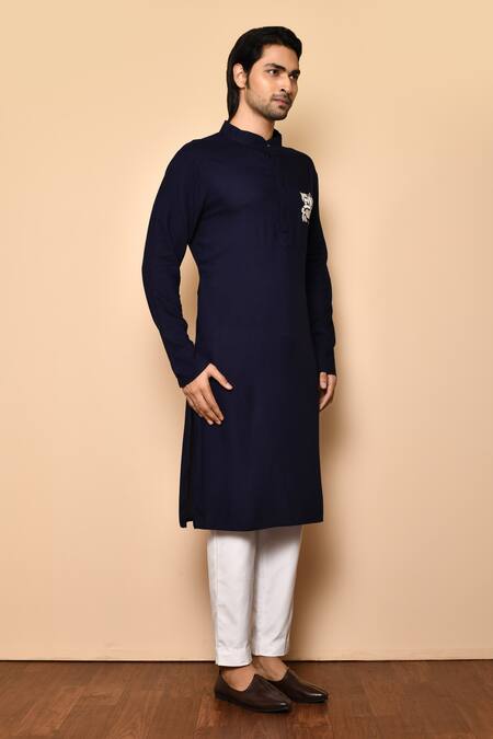 Buy Arihant Rai Sinha Blue Rayon, Cotton Zari Ganpati Placement Embroidered Kurta Set Online at Aza Fashions Buy_Arihant Rai Sinha_Blue Rayon, Cotton Zari Ganpati Placement Embroidered Kurta Set _Online_at_Aza_Fashions