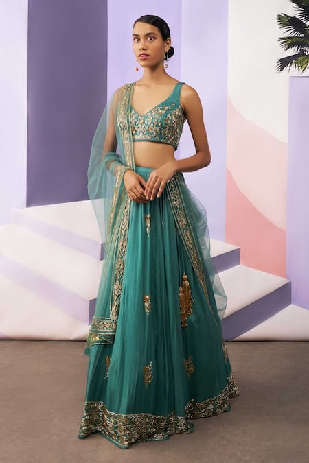 Ease Embroidered Silk Lehenga Set 