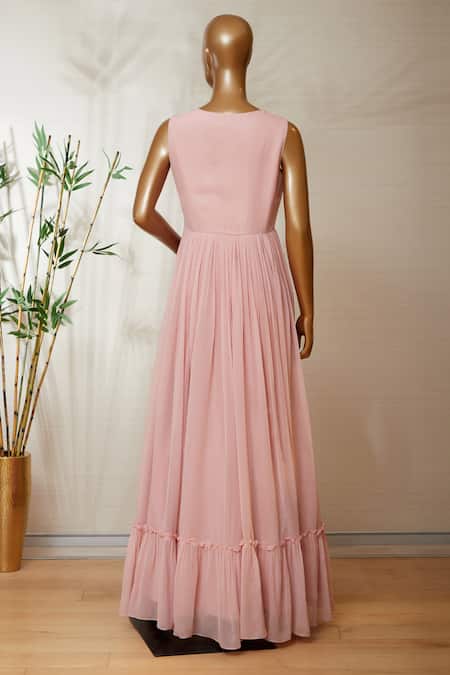 Dinesh Malkani Flared Gown with Embroidered Jacket 