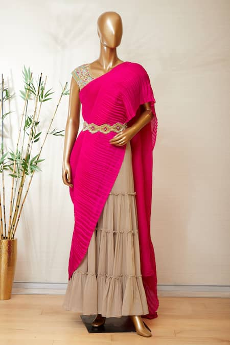 Dinesh Malkani Embroidered Saree & Sharara Set 