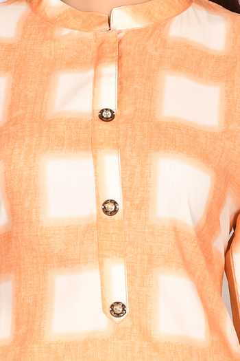 Naintara Bajaj_Orange Checkered Kurta And Palazzo Set_at_Aza_Fashions