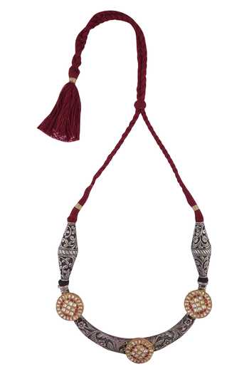 Shop Sangeeta Boochra Silver Plated Stone Choker Necklace at Aza Fashions Shop_Sangeeta Boochra_Silver Plated Stone Choker Necklace _at_Aza_Fashions