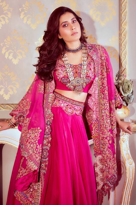 Anamika Khanna Embroidered Cape And Lehenga Set