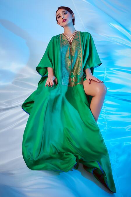 Payal Khandwala Green Silk Kaftan