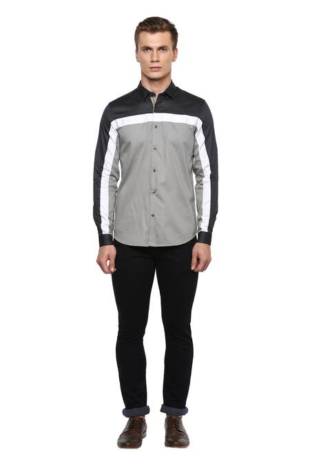 Lacquer Embassy_Multi Color 100% Premium Cotton Colorblock Shirt _Online_at_Aza_Fashions