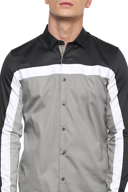 Buy_Lacquer Embassy_Multi Color 100% Premium Cotton Colorblock Shirt _Online_at_Aza_Fashions