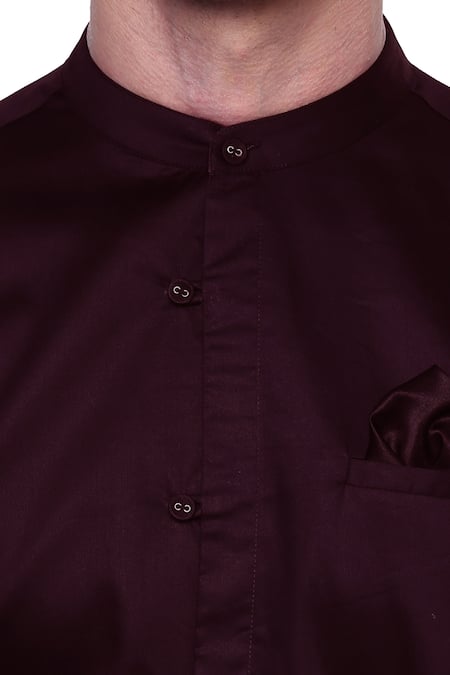 Buy_Lacquer Embassy_Maroon 100% Premium Cotton Shirt _Online_at_Aza_Fashions