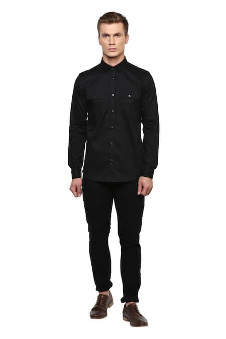 Lacquer Embassy_Black 100% Premium Cotton Shirt _Online_at_Aza_Fashions
