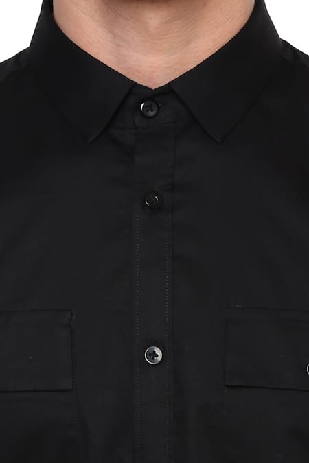 Buy_Lacquer Embassy_Black 100% Premium Cotton Shirt _Online_at_Aza_Fashions