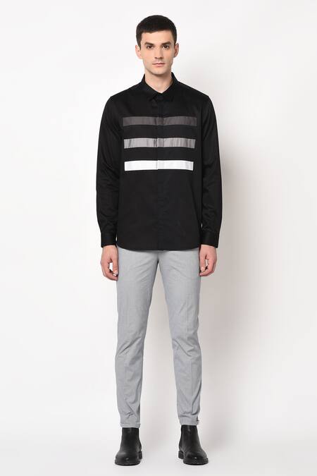 Buy Lacquer Embassy Black 100% Premium Cotton Slim Fit Shirt Online at Aza Fashions Buy_Lacquer Embassy_Black 100% Premium Cotton Slim Fit Shirt _Online_at_Aza_Fashions