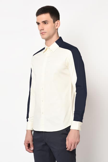 Lacquer Embassy_White 100% Premium Cotton Slim Fit Shirt _Online_at_Aza_Fashions