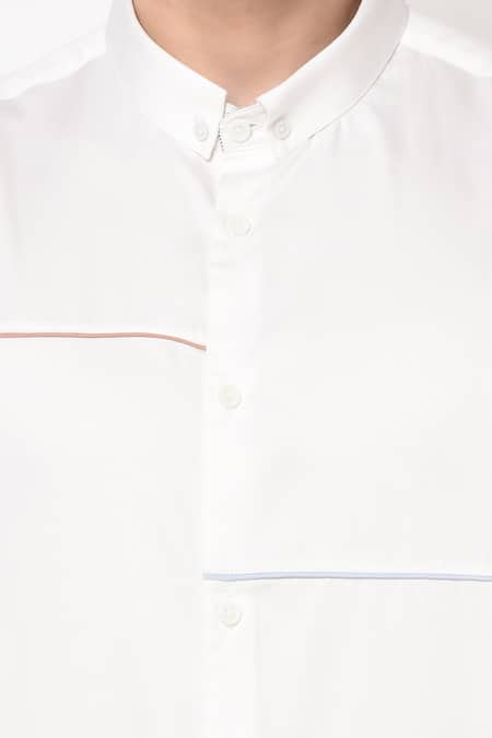 Shop_Lacquer Embassy_White 100% Premium Cotton Slim Fit Shirt _Online_at_Aza_Fashions