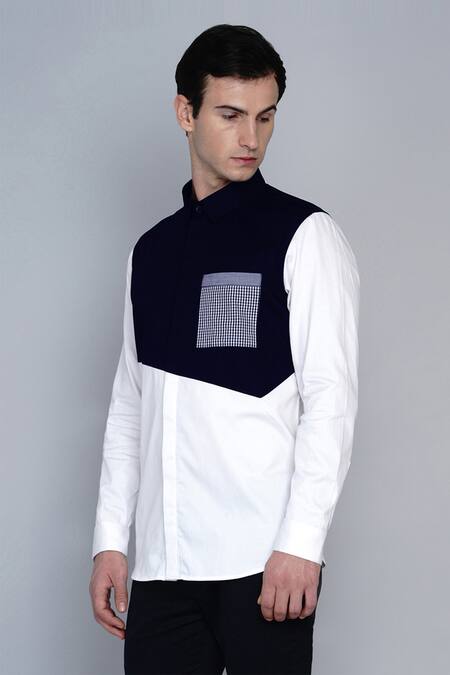 Lacquer Embassy Multi Color 100% Premium Cotton Colorblock Shirt Online at Aza Fashions Lacquer Embassy_Multi Color 100% Premium Cotton Colorblock Shirt _Online_at_Aza_Fashions