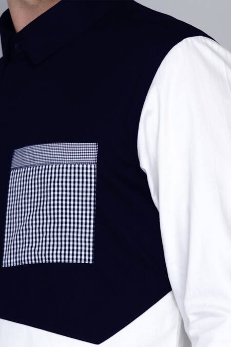 Shop Lacquer Embassy Multi Color 100% Premium Cotton Colorblock Shirt Online at Aza Fashions Shop_Lacquer Embassy_Multi Color 100% Premium Cotton Colorblock Shirt _Online_at_Aza_Fashions