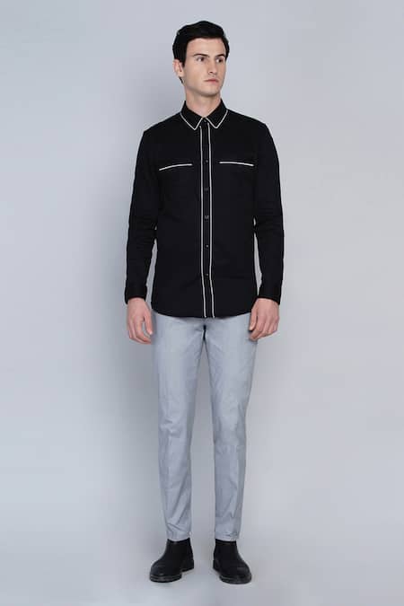 Buy_Lacquer Embassy_Black 100% Premium Cotton Shirt _Online_at_Aza_Fashions