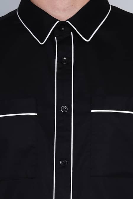 Lacquer Embassy_Black 100% Premium Cotton Shirt _at_Aza_Fashions