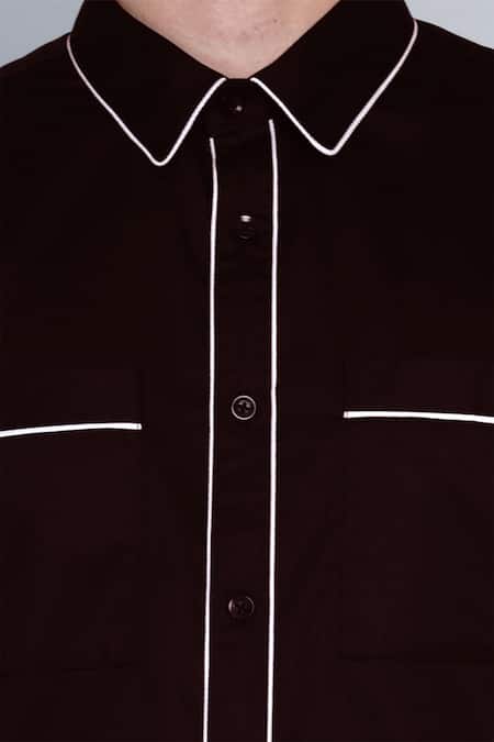 Shop_Lacquer Embassy_Maroon 100% Premium Cotton Shirt _Online_at_Aza_Fashions