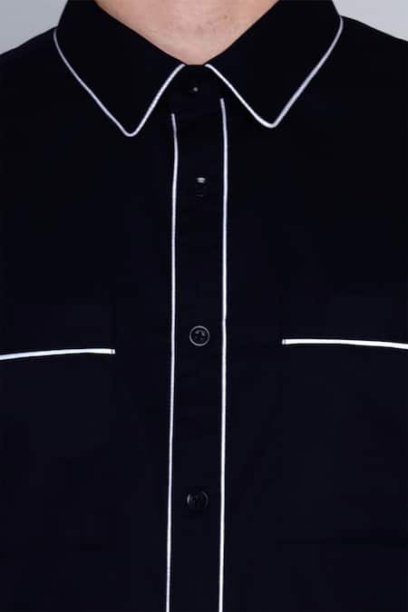 Shop_Lacquer Embassy_Blue 100% Premium Cotton Shirt _Online_at_Aza_Fashions