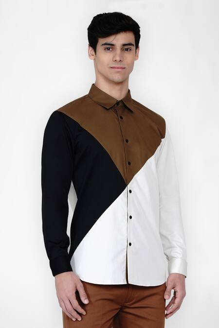 Shop_Lacquer Embassy_Multi Color 100% Cotton Colorblock Casual Shirt _Online_at_Aza_Fashions