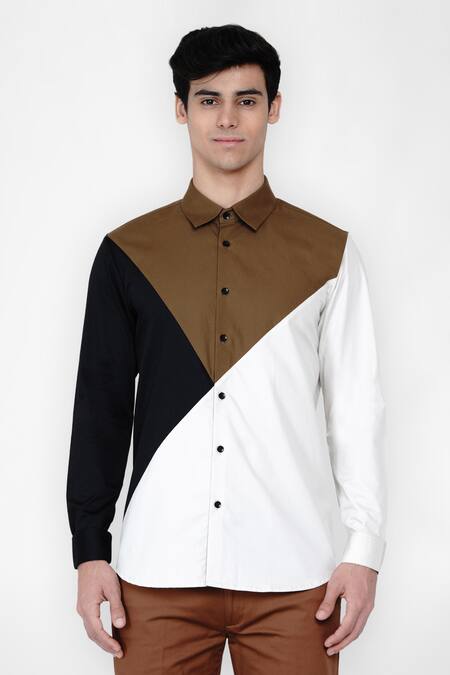 Lacquer Embassy_Multi Color 100% Cotton Colorblock Casual Shirt _Online_at_Aza_Fashions