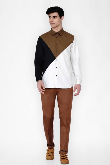 Buy_Lacquer Embassy_Multi Color 100% Cotton Colorblock Casual Shirt _Online_at_Aza_Fashions