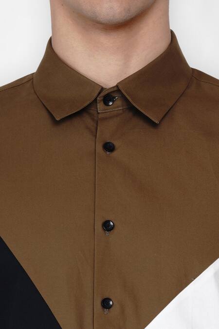 Lacquer Embassy_Multi Color 100% Cotton Colorblock Casual Shirt _at_Aza_Fashions