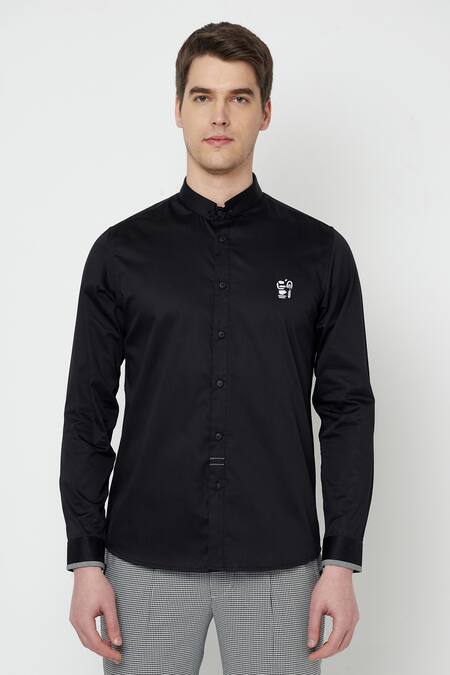 Buy Lacquer Embassy Black Cotton Satin Levant Shirt Online at Aza Fashions Buy_Lacquer Embassy_Black Cotton Satin Levant Shirt _Online_at_Aza_Fashions