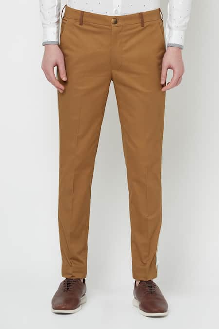Shop Lacquer Embassy Brown Cotton Twill Espalier Trouser at Aza Fashions Shop_Lacquer Embassy_Brown Cotton Twill Espalier Trouser _at_Aza_Fashions